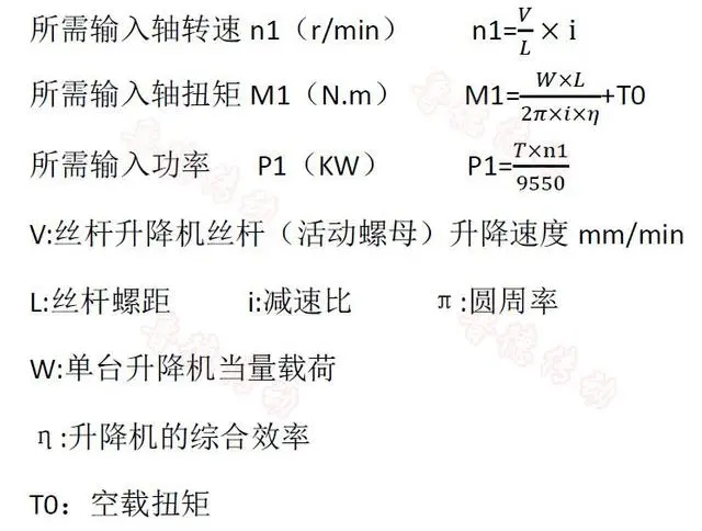 絲桿升降機功率計算